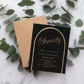 Zwart gouden boog script 70e verjaardag uitnodigin