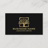 Zwart Gouden Boom Logo Landscaping Visitekaartje (Voorkant)
