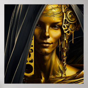 Zwart gouden bronzen vrouwen beeld fantasy 7 poster