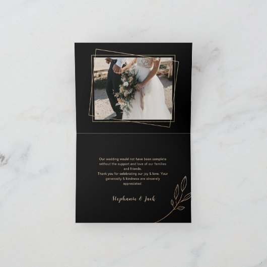 Zwart & Gouden Bruiloft Dank u Nota (Binnen)