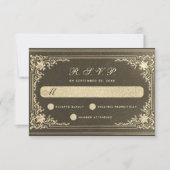  zwart gouden bruiloft elegante kalligrafie RSVP kaartje (Voorkant)