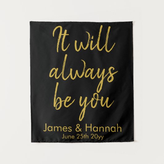 Zwart & gouden bruiloft Foto Booth Backdrop Decor Wandkleed (Voorkant)