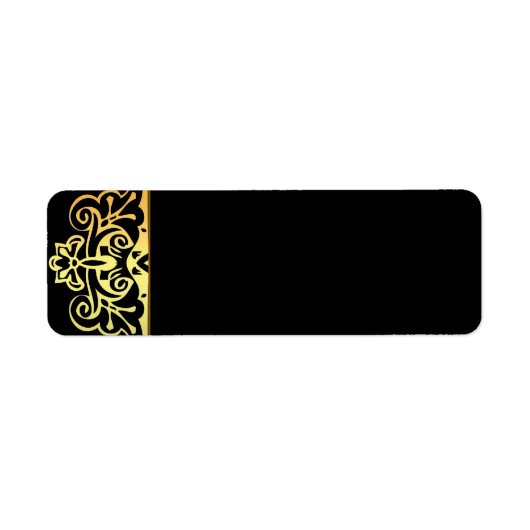 Zwart Gouden Bruiloft Retouradreslabels Etiket (Voorkant)