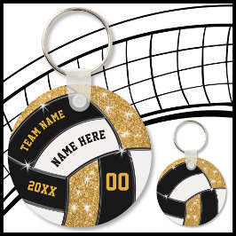 Zwart-gouden Cheap Volleyball Gifts 4 Tekstvakken Sleutelhanger