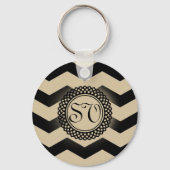Zwart-gouden Chevron Monogram Sleutelhanger (Voorkant)