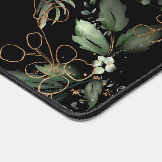 Zwart Gouden Cirkels Eucalyptus Elegant Grote Muis Bureaumat (Hoek)