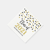 Zwart Gouden Confetti Klasse van 2021 Afstuderen Servet (Hoek)
