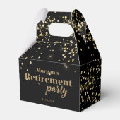 Zwart Gouden confetti Pensioenfeest Verpakkingsdoo Bedankdoosjes (Voorkant Zijde)