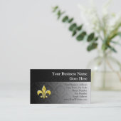Zwart/Gouden Damast Fleur de Lis Visitekaartje (Staand voorkant)