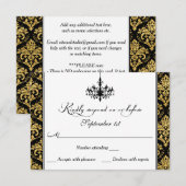 Zwart, gouden damast, kroonluchter antwoord Kaart (Voorkant / Achterkant)