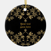 Zwart gouden damast rand custom ornament (Voorkant)
