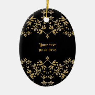 Zwart gouden damast rand custom ornament