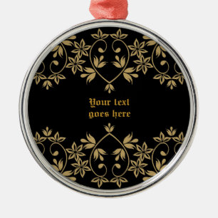 Zwart gouden damast rand custom ornament