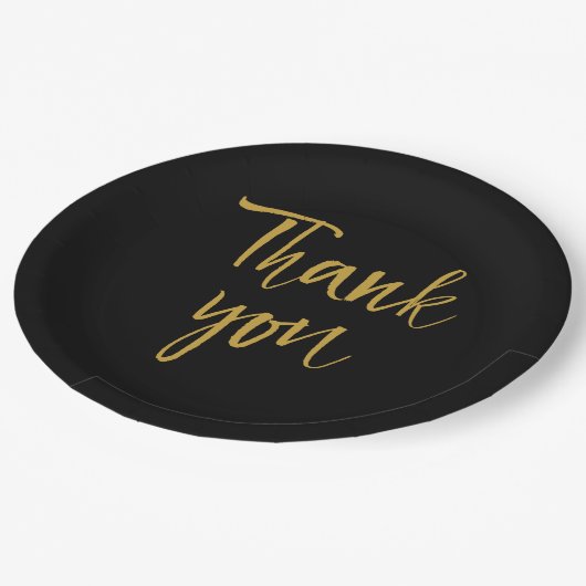 Zwart-gouden dank papieren bordje (Gekanteld)