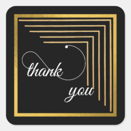 Zwart-gouden dank vierkante sticker