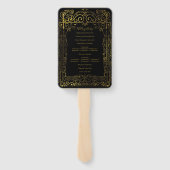 Zwart Gouden Deco Chic Glam Bruiloftsprogramma Han Handwaaier (Achterkant)