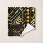 Zwart gouden decodepatroon bad handdoek (Wasdoekje)