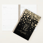 Zwart gouden diamanten glam naam planner (Display)
