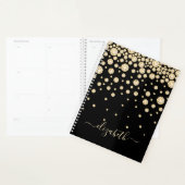 Zwart gouden diamanten monogram 2026 planner (Display)