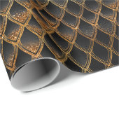 Zwart-gouden drakenschalen cadeaupapier (Rol Hoek)