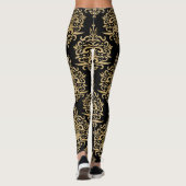 Zwart-gouden Dressy Damask Leggings (Achterkant)
