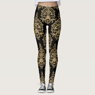 Zwart-gouden Dressy Damask Leggings
