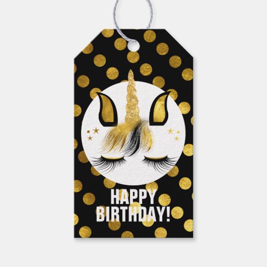 Zwart & Gouden Eenhoorn Cadeaulabel (Voorkant)