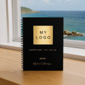 Zwart gouden elegant monogram bedrijfslogo notitieboek