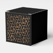 Zwart-gouden elegant patroon bedankdoosjes (Voorkant Zijde)