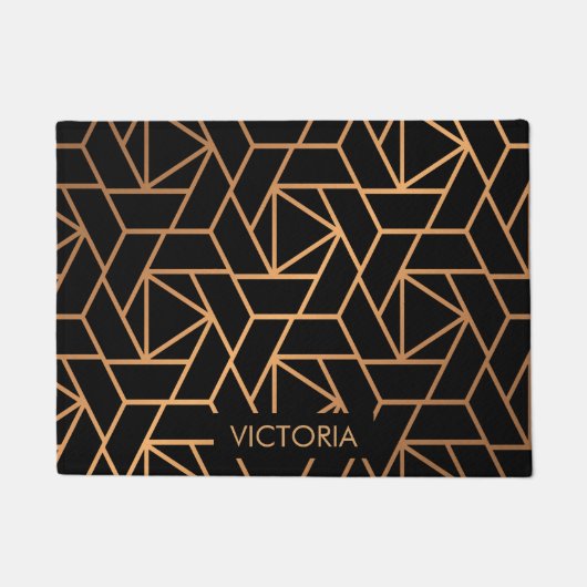 Zwart-gouden elegant patroon deurmat (Voorkant)