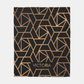 Zwart-gouden elegant patroon fleece deken (Voorkant)