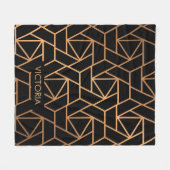 Zwart-gouden elegant patroon fleece deken (Voorkant (Horizontaal))
