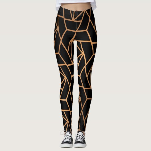 Zwart-gouden elegant patroon leggings (Voorkant)