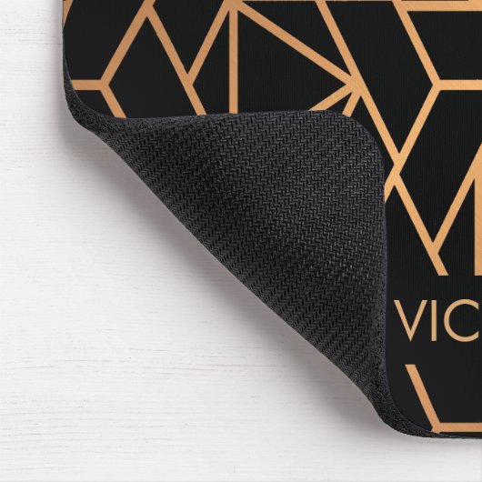 Zwart-gouden elegant patroon muismat (Hoek)