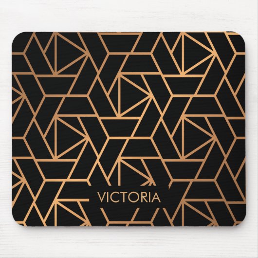 Zwart-gouden elegant patroon muismat (Voorkant)