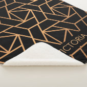 Zwart-gouden elegant patroon sherpa deken (3/4)