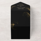 Zwart Gouden Elegante Kerstboom Bruiloft All In One Uitnodiging (Buitenkant)