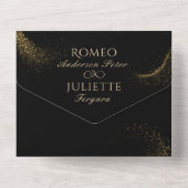 Zwart Gouden Elegante Kerstboom Bruiloft All In One Uitnodiging (Achterkant)