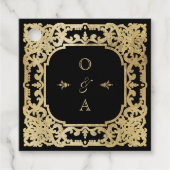 Zwart-gouden elegante romantische bruiloft bedankjes labels (Voorkant)