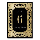 Zwart-gouden elegante romantische bruiloft kaart (Achterkant)