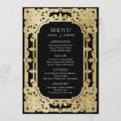Zwart-gouden elegante romantische bruiloft menu (Voorkant)
