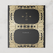 Zwart-gouden elegante romantische bruiloft plaatskaartje (Buitenkant ongevouwen)