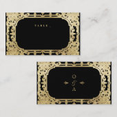 Zwart-gouden elegante romantische bruiloft plaatskaartje (Voorkant / Achterkant)