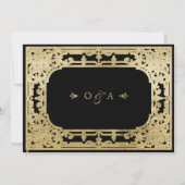 Zwart-gouden elegante romantische bruiloft save the date (Achterkant)
