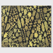 Zwart gouden en zilveren kerstboompatroon cadeaupapier (Vlak)