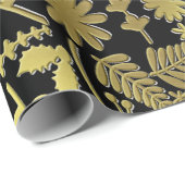 Zwart gouden en zilveren kerstboompatroon cadeaupapier (Rol Hoek)