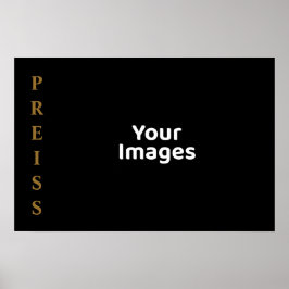 Zwart/Gouden familienaam foto display Poster