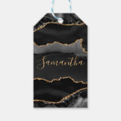 Zwart-gouden faux Glitter Agate Cadeaulabel (Voorkant)