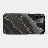 Zwart-gouden faux Glitter Agate Case-Mate iPhone Case (Achterkant (horizontaal))