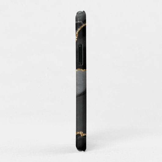 Zwart-gouden faux Glitter Agate Case-Mate iPhone Case (Achterkant/rechts)